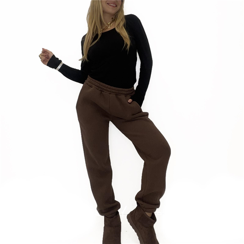 pantalone felpato con polsino cold